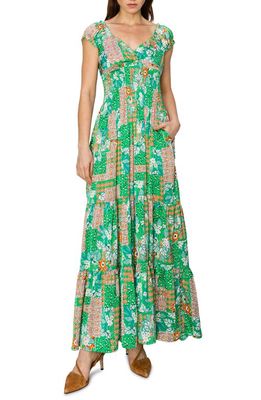 MELLODAY Floral Smocked Waist Maxi Dress in Green