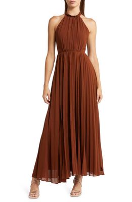 MELLODAY Pleated Dress in Coffee
