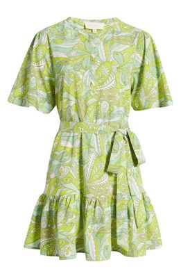 MELLODAY Print Tie Waist Dress in Green Print