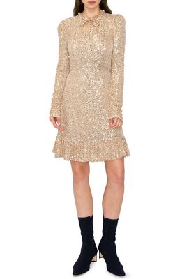 MELLODAY Sequin Long Sleeve Cocktail Dress in Champagne