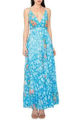 MELLODAY Strappy Maxi Dress in Aqua Multi