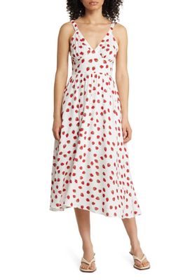 MELLODAY Strawberry Print Empire Waist Midi Dress