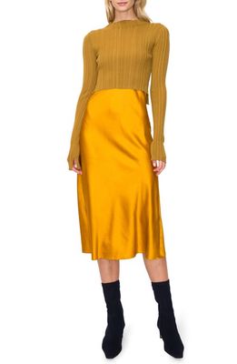 MELLODAY Two-Piece Sweater & Slipdress in Mustard