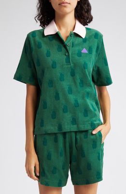 Melody Ehsani Cotton Terry Polo Shirt in Green