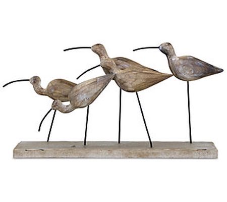 Melrose Carved Wooden Birds with Metal Accents