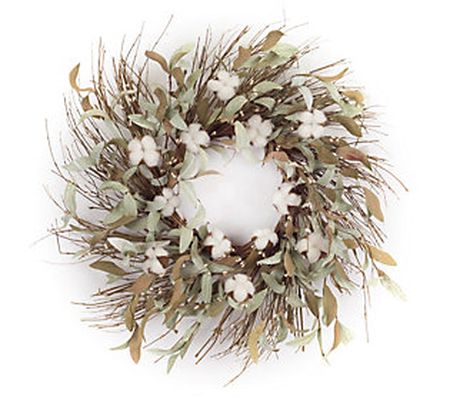 Melrose Cotton & Twig Floral Wreath 28"D