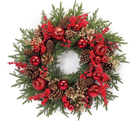 Melrose Decorated Pine Berry Wreath 28D