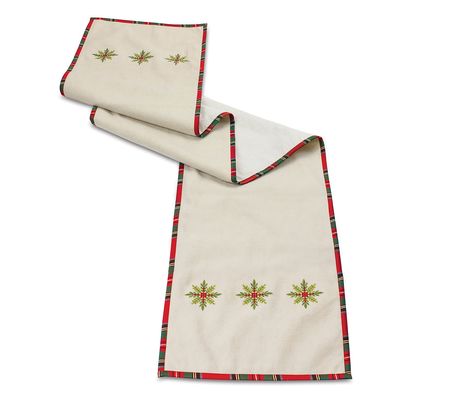 Melrose Embroidered Snowflake Table Runner 72"L