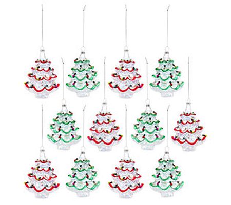 Melrose Glass Christmas Tree Ornament w/Colored Lights String