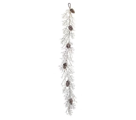 Melrose Iced Twig Garland with Pinecones 5'L
