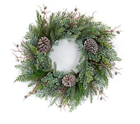 Melrose Mixed Juniper & Pine Wreath w/Pinecones 27.75"D