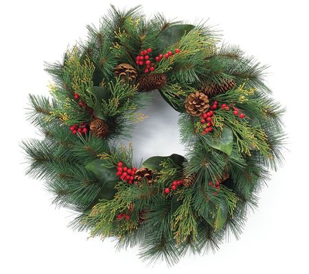 Melrose Mixed Pine and Magnolia Wreath 21"D