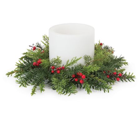 Melrose Mixed Pine Berry Candle Ring 15"D
