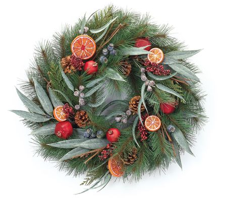 Melrose Mixed Pine Fruit Wreath 21"D
