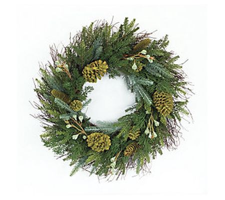 Melrose Mixed Pine Wreath Pinecone & Pod Accent s 23"D