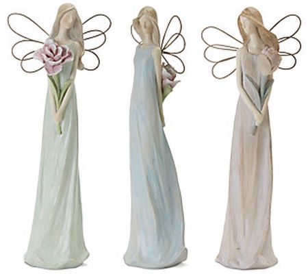 Melrose Pastel Angel with Floral Accent Set of 3