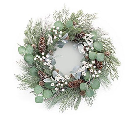 Melrose Pine & Eucalyptus Wreath w/Berry Accent s 21.5"D