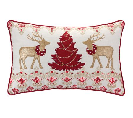 Melrose Reindeer and Tree Pillow 19"L x 11.5"H Polyester