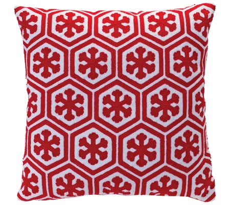 Melrose Snowflake Pattern Pillow 17"SQ Cotton