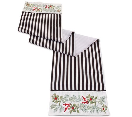 Melrose Striped Holiday Table Runner 72"L