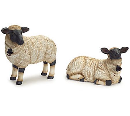 Melrose Tabletop Sheep with Bell Accent - Set o f Two