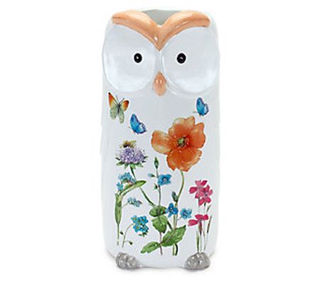 Melrose Terra Cotta Floral Owl Planter - Set of Two