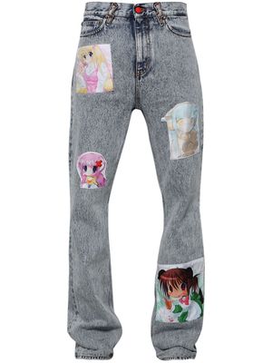 MEMBERS OF THE RAGE Anime Patches flared jeans - Black