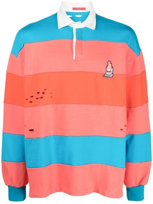 MEMBERS OF THE RAGE distressed striped cotton sweatshirt - Blue