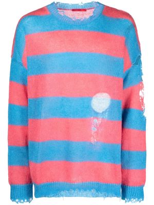 MEMBERS OF THE RAGE distressed striped jumper - Blue