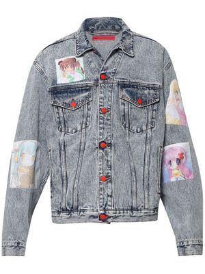 MEMBERS OF THE RAGE patch-detail acid-wash denim jacket - Blue