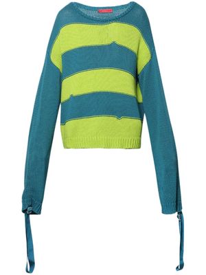 MEMBERS OF THE RAGE striped extra long-sleeves jumper - Green