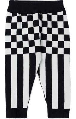 même. Baby Black & White Checker Stripe Lounge Pants