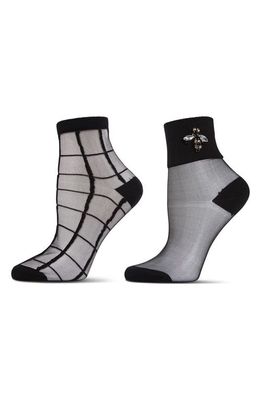 MeMoi Assorted 2-Pack Ankle Socks in Black-Black 