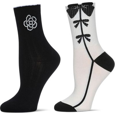 MeMoi Assorted 2-Pack Crew Socks in Black-Nude 