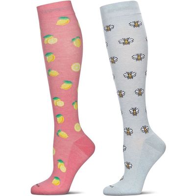 MeMoi Assorted 2-Pack Knee High Compression Socks in Pink 