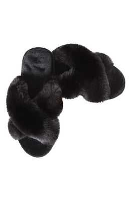 MeMoi Beverly Faux Fur Memory Foam Slipper in Black 