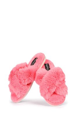 MeMoi Beverly Faux Fur Memory Foam Slipper in Disco Pink 