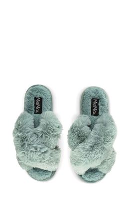 MeMoi Beverly Faux Fur Memory Foam Slipper in Sea Blue 