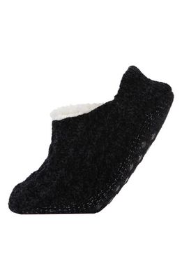 MeMoi Cable Chenille Fleece Lined Slipper Socks in Black