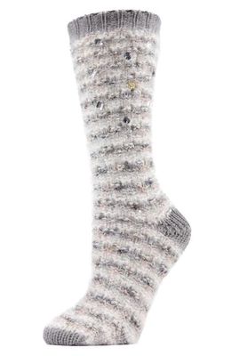 MeMoi Jewel Plush Crew Socks in Gray