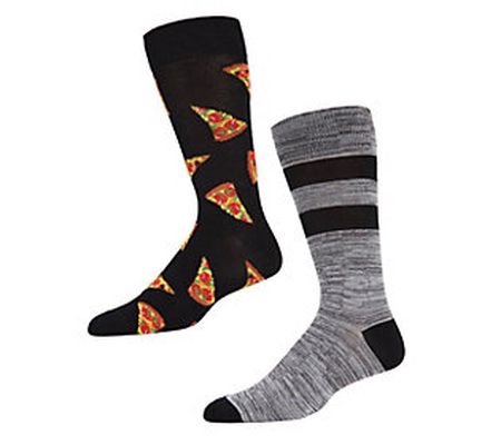 Memoi Men's Rayon Made From Bamboo Blend Pizza Crew Socks 2