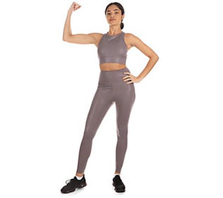 Memoi Metallic Print Racerback Sports Bra