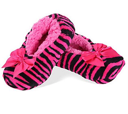 Memoi Party Animal Zebra Stripe Girls Slippers