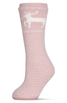 MeMoi Pretty Prancer Fleece Lined Slipper Socks in Pink