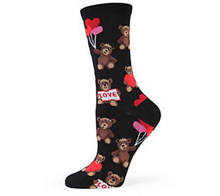 MeMoi Teddy Bear Love Crew Socks