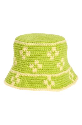 MEMORIAL DAY Floral Crochet Bucket Hat in Lime