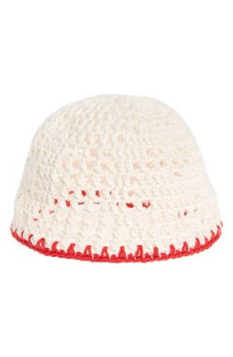 MEMORIAL DAY Heart Cotton Crochet Skullcap in Ecru/Red