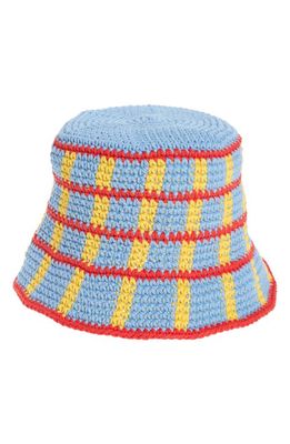 MEMORIAL DAY Plaid Crochet Bucket Hat in Blue