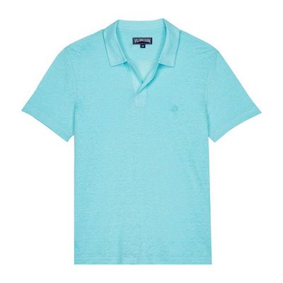 Men Linen Jersey Polo Shirt Solid