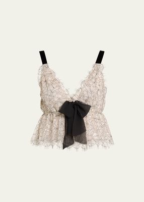Mendes Embellished Bow Lace Top